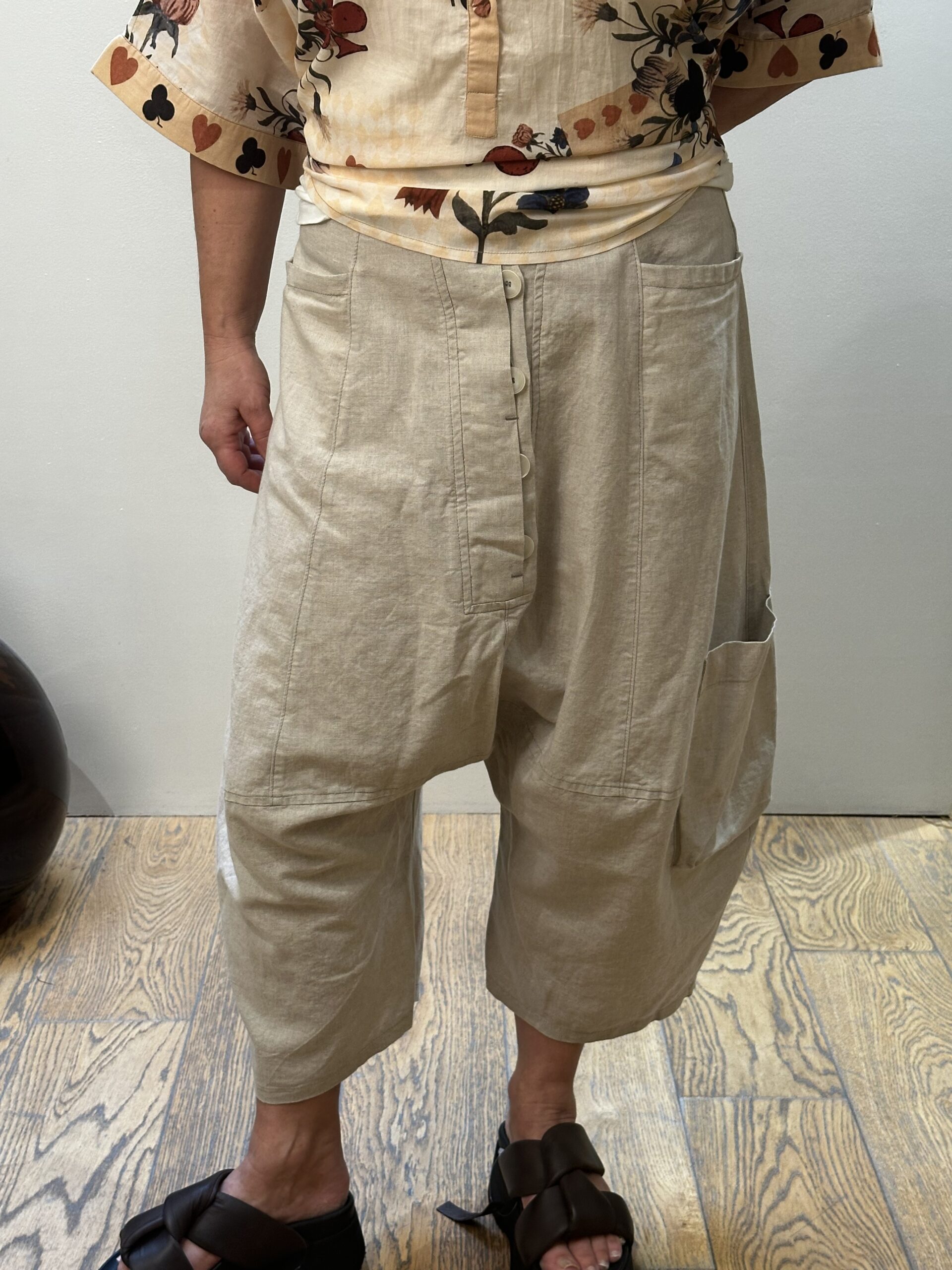 Pantalon Sarouel en Lin Sable
